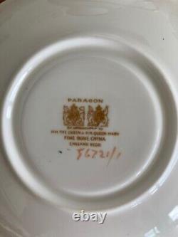 Paragon Double Warrant Peach Gold Trim Floral Rose Tea Cup & Saucer 1939-49 RARE