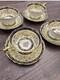 Paragon Double Warrant Teacups & Saucers Cabbage Rose In Colbalt & Gold Gilt X4