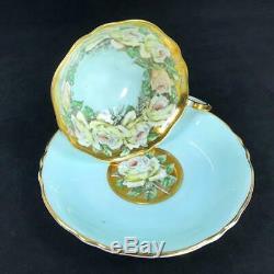 Paragon England Heavy Gold White Rose Garland Cup Saucer A1599