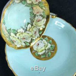 Paragon England Heavy Gold White Rose Garland Cup Saucer A1599