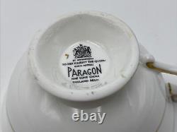 Paragon England Red Rose on Pink Background Golden Tea Cup & Saucer Set