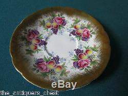 Paragon England roses and fruits with heavy gold rim 1950s Tea Cup & Saucer107