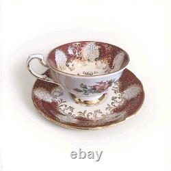 Paragon Fine Bone China Cup& Saucer-Burgundy Gold Floral- England, Royal Warrant