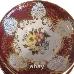 Paragon Fine Bone China Cup& Saucer-Burgundy Gold Floral- England, Royal Warrant