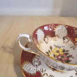 Paragon Fine Bone China Cup& Saucer-Burgundy Gold Floral- England, Royal Warrant
