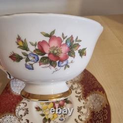 Paragon Fine Bone China Cup& Saucer-Burgundy Gold Floral- England, Royal Warrant