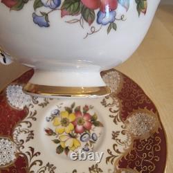 Paragon Fine Bone China Cup& Saucer-Burgundy Gold Floral- England, Royal Warrant