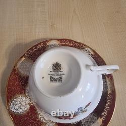 Paragon Fine Bone China Cup& Saucer-Burgundy Gold Floral- England, Royal Warrant