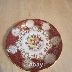 Paragon Fine Bone China Cup& Saucer-Burgundy Gold Floral- England, Royal Warrant
