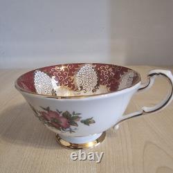 Paragon Fine Bone China Cup& Saucer-Burgundy Gold Floral- England, Royal Warrant
