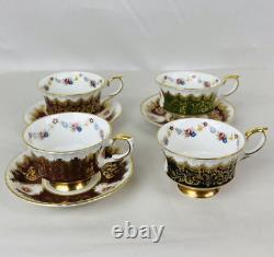 Paragon Fine Bone China Set Of 4 Tea Cups & 3 Saucers Gold Gilt Floral Design