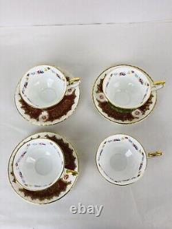 Paragon Fine Bone China Set Of 4 Tea Cups & 3 Saucers Gold Gilt Floral Design