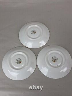 Paragon Fine Bone China Set Of 4 Tea Cups & 3 Saucers Gold Gilt Floral Design