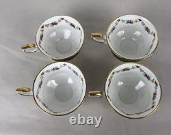 Paragon Fine Bone China Set Of 4 Tea Cups & 3 Saucers Gold Gilt Floral Design