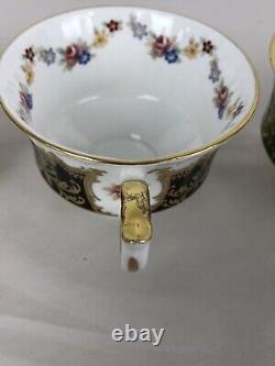 Paragon Fine Bone China Set Of 4 Tea Cups & 3 Saucers Gold Gilt Floral Design