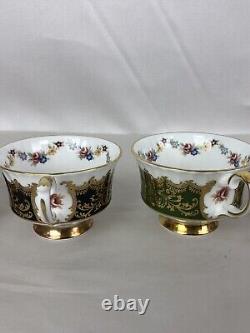 Paragon Fine Bone China Set Of 4 Tea Cups & 3 Saucers Gold Gilt Floral Design