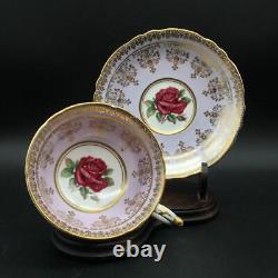 Paragon Floating Cabbage Rose + Gold Filigree Tea Cup & Saucer Set Cs283