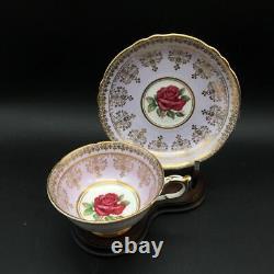 Paragon Floating Cabbage Rose + Gold Filigree Tea Cup & Saucer Set Cs283