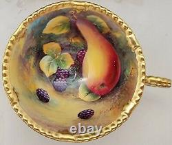 Paragon Golden Harvest Cobalt Berries and Pear Hand Painted Cup and Saucer