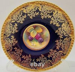 Paragon Golden Harvest Cobalt Berries and Pear Hand Painted Cup and Saucer