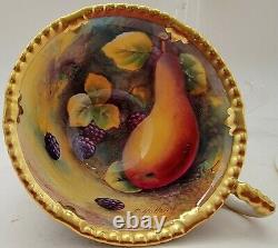 Paragon Golden Harvest Cobalt Berries and Pear Hand Painted Cup and Saucer