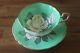 Paragon Green White Cabbage Roses Gold Teacup Tea Cup Saucer