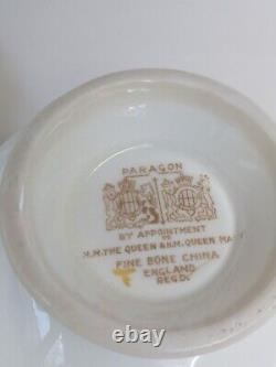 Paragon HM The Queen & HM Queen Mary Bone China Antique Green Tea Cup Saucer