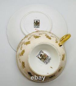 Paragon Hand Painted Pink Cabbage Rose Gold Gilt Cobalt Blue Cup & Saucer Teacup