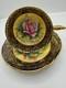 Paragon Hand Painted Rose Teacup Saucer Cobalt & Gold Gilt Signed A360