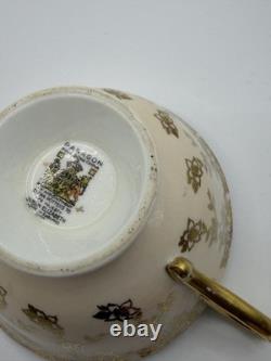 Paragon Hand Painted Rose Teacup Saucer Cobalt & Gold Gilt Signed A360