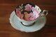 Paragon Large Cabbage Pink Roses On Black Blue Teacup Tea Cup Saucer Gold 1