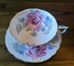 Paragon Large Pink Cabbage Rose gold Teacup Tea Cup Saucer set flowers