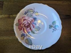 Paragon Large Pink Cabbage Rose gold Teacup Tea Cup Saucer set flowers