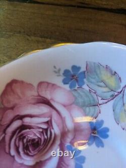 Paragon Large Pink Cabbage Rose gold Teacup Tea Cup Saucer set flowers