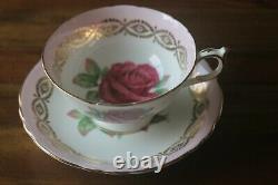 Paragon Large Red Cabbage Johnson Rose Pink Gold Trim Teacup Tea cup Saucer