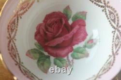 Paragon Large Red Cabbage Johnson Rose Pink Gold Trim Teacup Tea cup Saucer