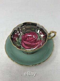 Paragon Large Red Rose Center Silver Gold Trim Cup & Saucer