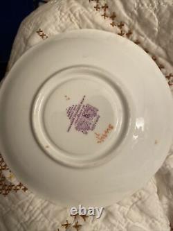 Paragon Lilac 36496/2 Double Warrant Green Background Gold Trim Cup & Saucer Set