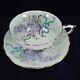 Paragon Lilac S6572/3 Double Warrant Green Background Gold Trim Cup & Saucer Set
