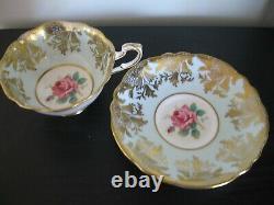 Paragon Lt Blue Pink Rose Bottom Heavy Gold Tea Cup And Saucer