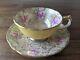 Paragon Miniature Demitasse Gold Lace Rose Teacup Tea Cup Saucer Yellow Blue