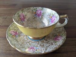 Paragon Miniature Demitasse Gold Lace Rose Teacup Tea cup saucer Yellow Blue