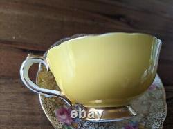 Paragon Miniature Demitasse Gold Lace Rose Teacup Tea cup saucer Yellow Blue