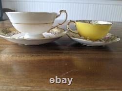 Paragon Miniature Demitasse Gold Lace Rose Teacup Tea cup saucer Yellow Blue