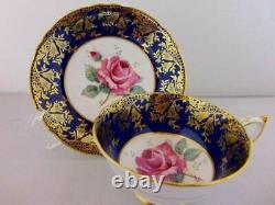 Paragon One rose blooming blue gold tea cup & saucer Vintage