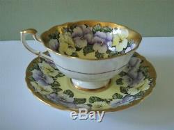 Paragon Pansy Yellow & Gold Cup & Saucer Double Warrant Mark Mint