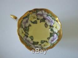 Paragon Pansy Yellow & Gold Cup & Saucer Double Warrant Mark Mint