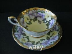 Paragon Pansy Yellow & Gold Cup & Saucer Double Warrant Mark Mint