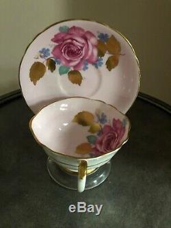 Paragon Pink Tea Cup Saucer Large Rose Heavy Gold Leaf