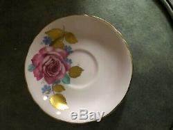 Paragon Pink Tea Cup Saucer Large Rose Heavy Gold Leaf